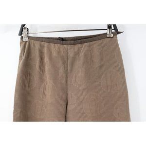 Vintage Louis Feraud pants women's‎ 6 high waist side zip geometric brown cotton